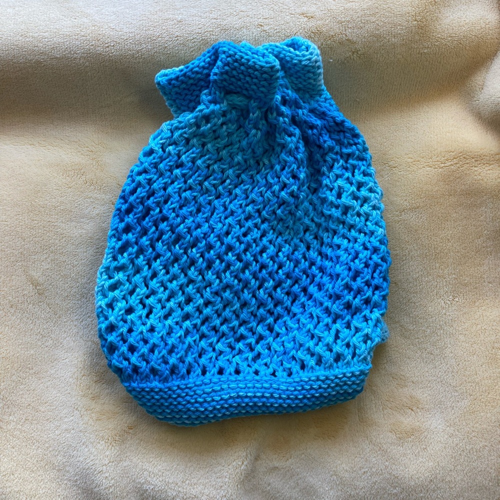 Hand Knit Drawstring Mini Backpack - image 2
